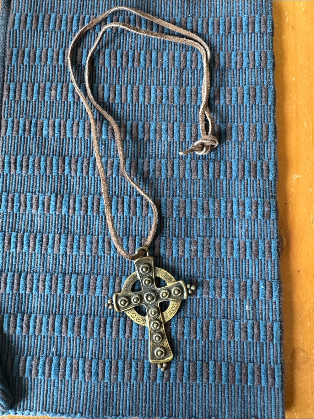 3for$50❣️Cross pendant on brown cord